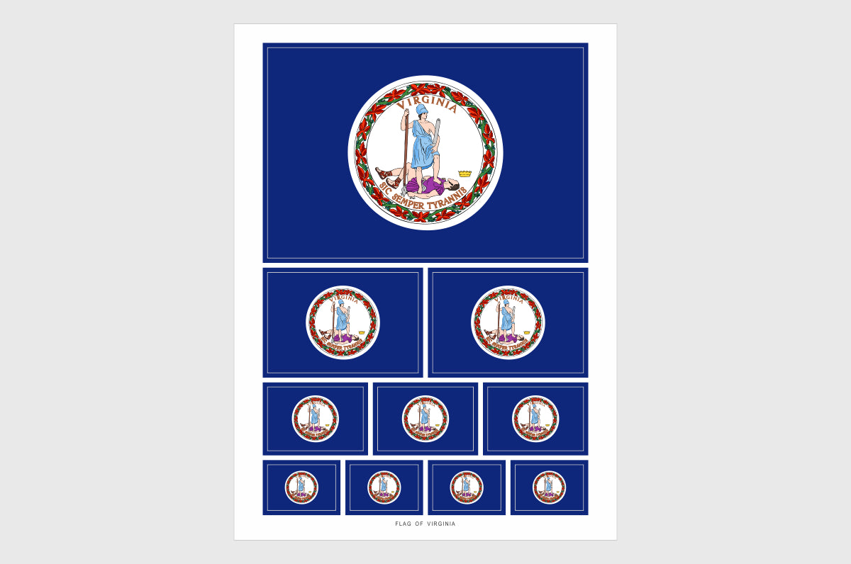 Virginia Flag Sticker, Weatherproof Vinyl Virginia Flag Stickers