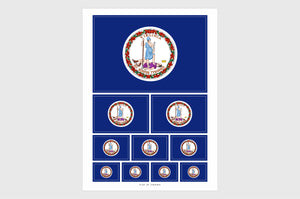 Virginia Flag Sticker, Weatherproof Vinyl Virginia Flag Stickers