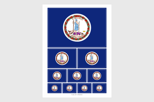 Virginia Flag Sticker, Weatherproof Vinyl Virginia Flag Stickers