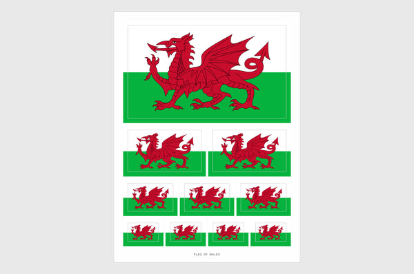 Wales Flag Sticker, Weatherproof Vinyl Welsh Flag Stickers
