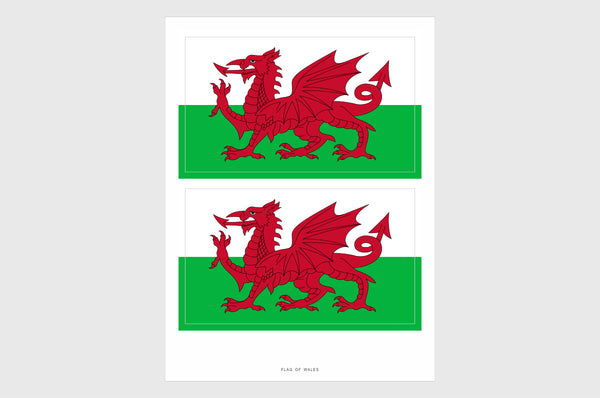 Wales Flag Sticker, Weatherproof Vinyl Welsh Flag Stickers