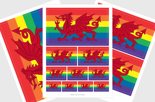Wales LGBTQ Pride Flag Stickers, Weatherproof Vinyl Pride Flag Stickers
