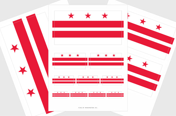 Washington DC Flag Sticker, Weatherproof Vinyl Washington DC Flag Stickers