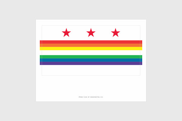 Washington DC LGBT Gay Pride Flag Sticker, Weatherproof Vinyl District of Columbia LGBT Pride Flag Stickers