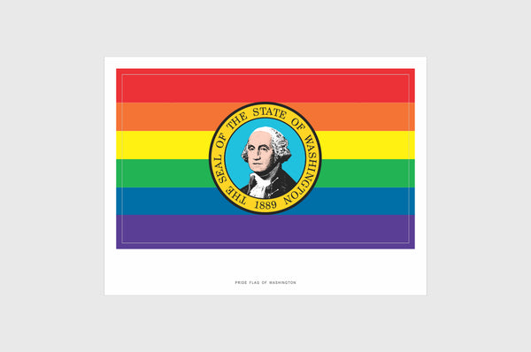 Washington LGBT Gay Pride Flag Sticker, Weatherproof Vinyl Washington LGBT Pride Flag Stickers