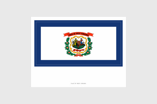 West Virginia Flag Sticker, Weatherproof Vinyl West Virginia Flag Stickers