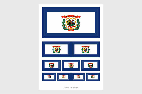 West Virginia Flag Sticker, Weatherproof Vinyl West Virginia Flag Stickers