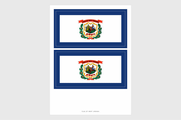 West Virginia Flag Sticker, Weatherproof Vinyl West Virginia Flag Stickers