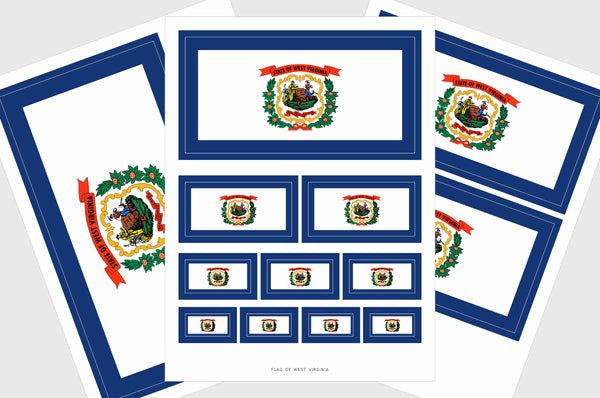 West Virginia Flag Sticker, Weatherproof Vinyl West Virginia Flag Stickers