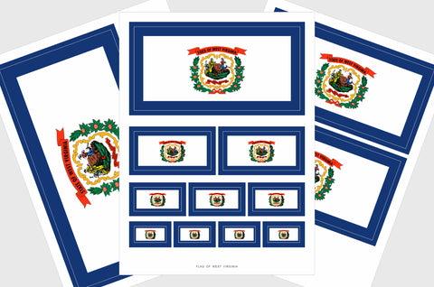 West Virginia Flag Sticker, Weatherproof Vinyl West Virginia Flag Stickers