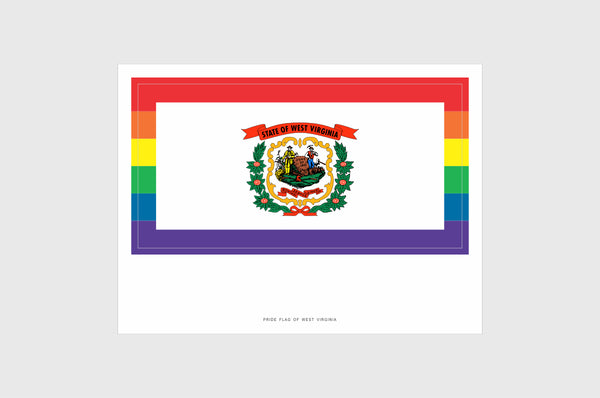 West Virginia LGBT Gay Pride Flag Sticker, Weatherproof Vinyl West Virginia LGBT Pride Flag Stickers