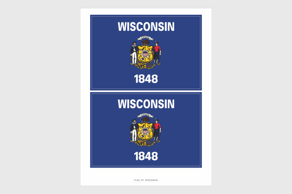 Wisconsin Flag Sticker, Weatherproof Vinyl Wisconsin Flag Stickers