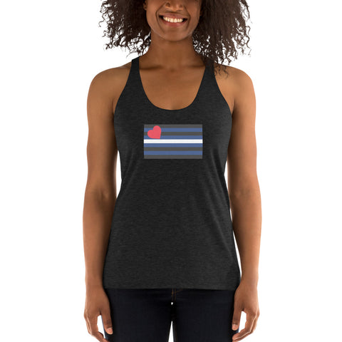 Leather Pride Flag Women's Racerback Tank Top.