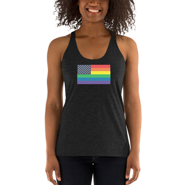 United States LGBT Pride Flag Women's Racerback Tank