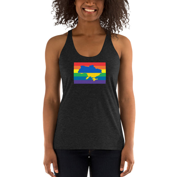 Ukraine LGBT Pride Flag Women's Racerback Tank