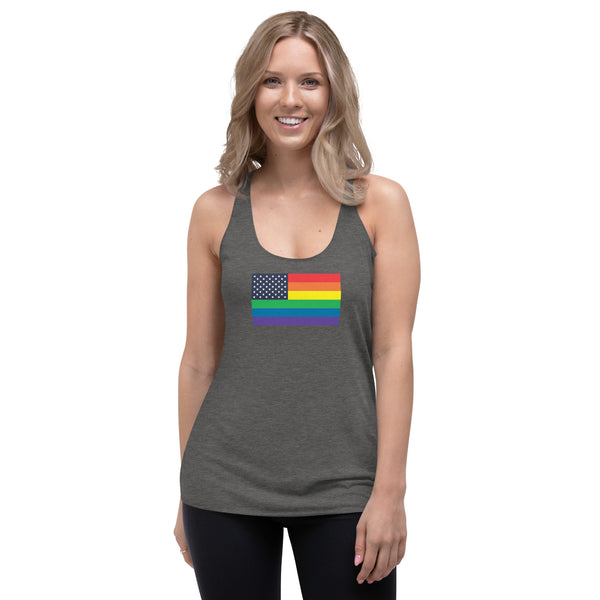 United States LGBT Pride Flag Women's Racerback Tank