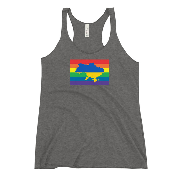 Ukraine LGBT Pride Flag Women's Racerback Tank