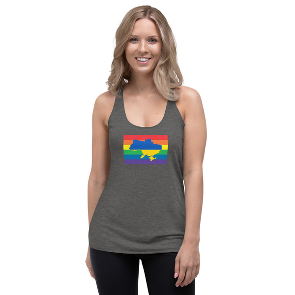 Ukraine LGBT Pride Flag Women's Racerback Tank