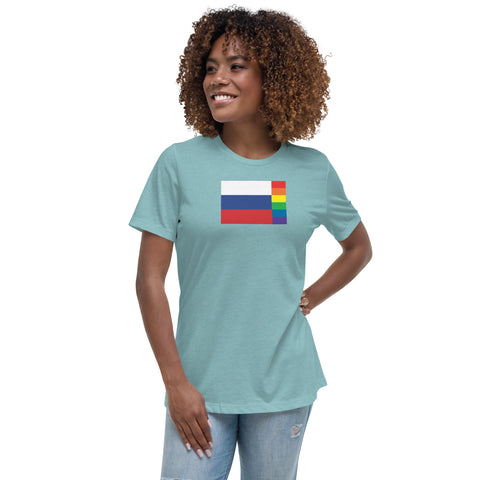 Russia LGBT Pride Flag Women's Relaxed T-Shirt