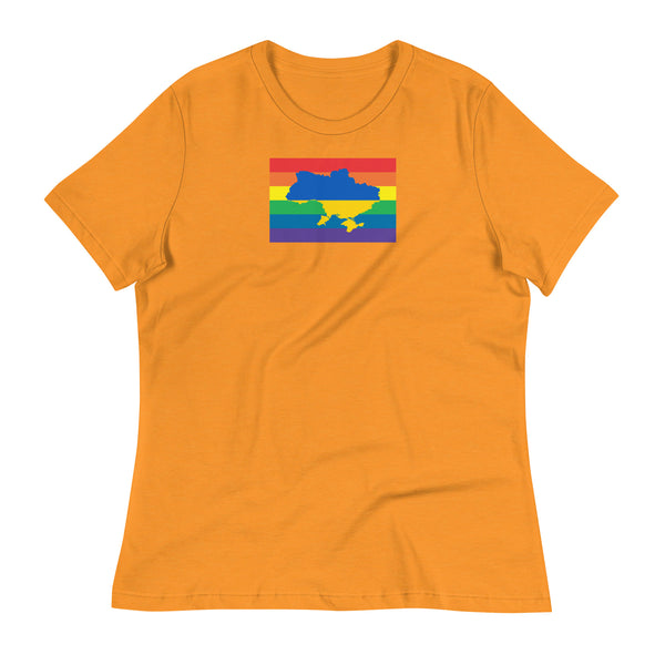 Ukraine LGBT Pride Flag Women's Relaxed T-Shirt