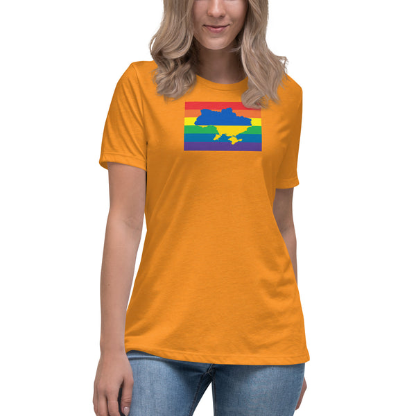 Ukraine LGBT Pride Flag Women's Relaxed T-Shirt