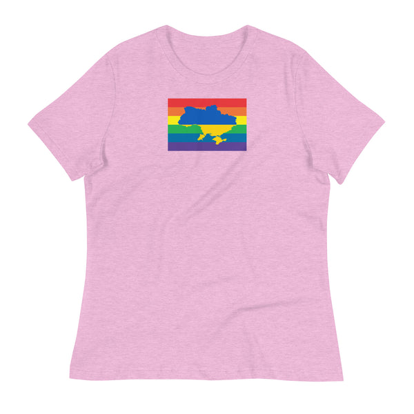 Ukraine LGBT Pride Flag Women's Relaxed T-Shirt