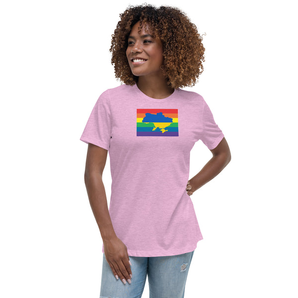 Ukraine LGBT Pride Flag Women's Relaxed T-Shirt