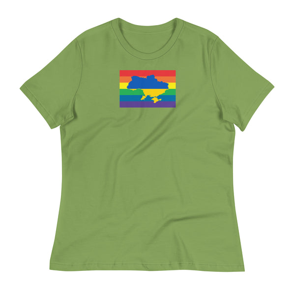 Ukraine LGBT Pride Flag Women's Relaxed T-Shirt