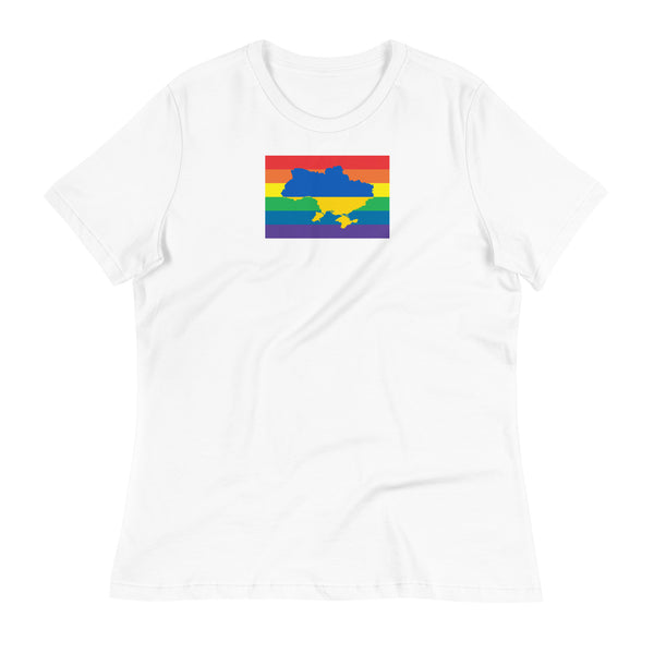 Ukraine LGBT Pride Flag Women's Relaxed T-Shirt
