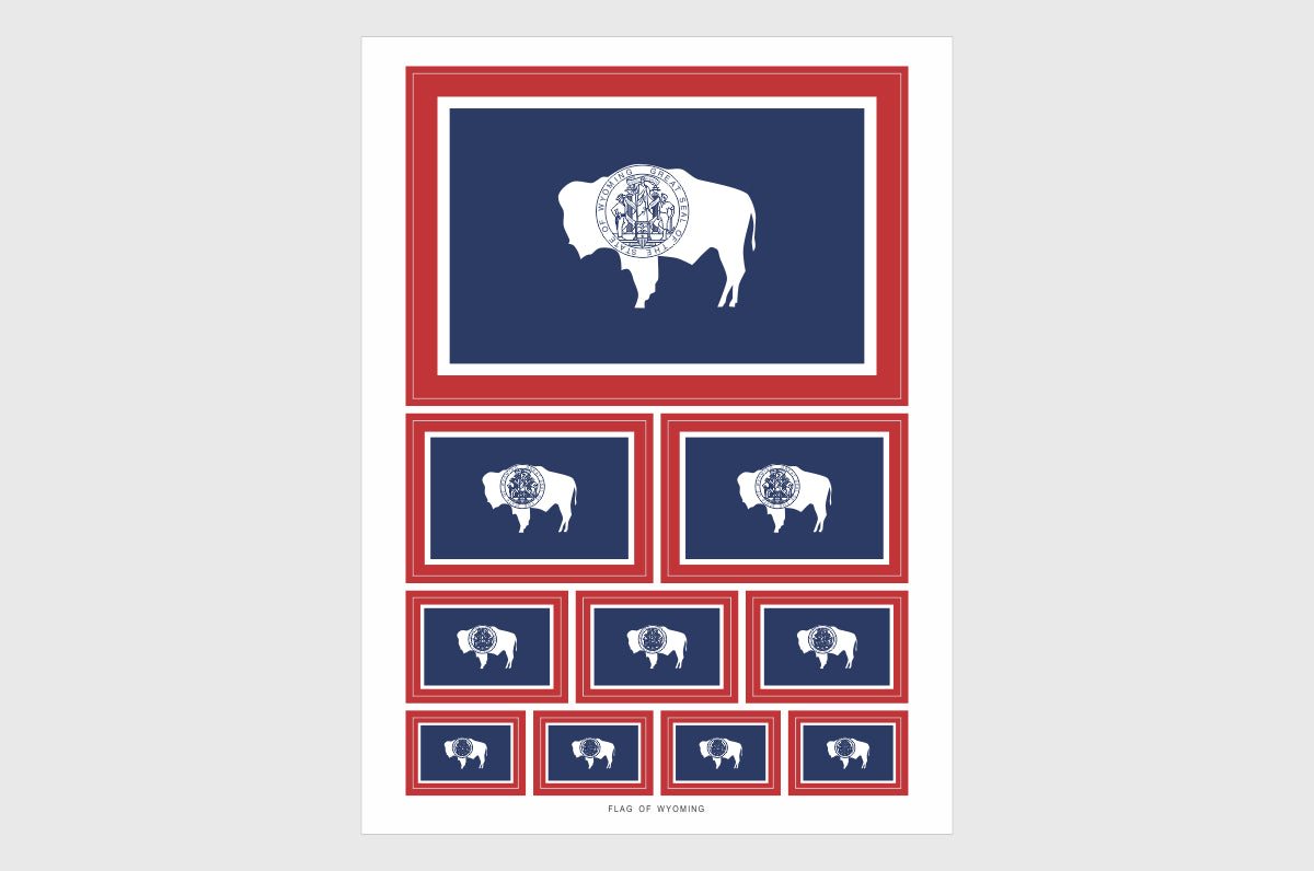 Wyoming Flag Sticker, Weatherproof Vinyl Wyoming Flag Stickers