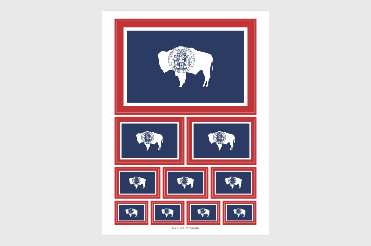Wyoming Flag Sticker, Weatherproof Vinyl Wyoming Flag Stickers