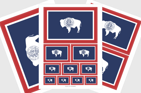 Wyoming Flag Sticker, Weatherproof Vinyl Wyoming Flag Stickers