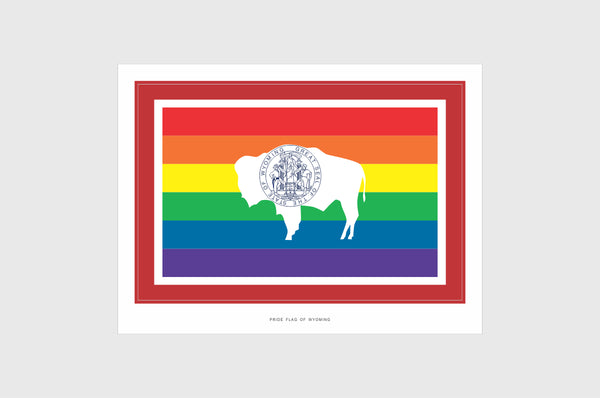 Wyoming LGBT Gay Pride Flag Sticker, Weatherproof Vinyl Wyoming LGBT Pride Flag Stickers
