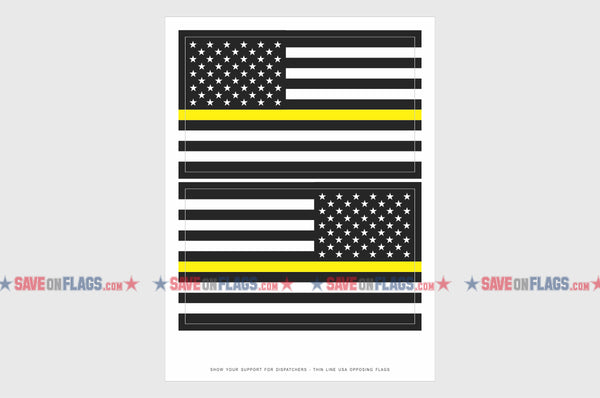 United States, USA Thin Yellow Line Opposing Direction Flag Stickers