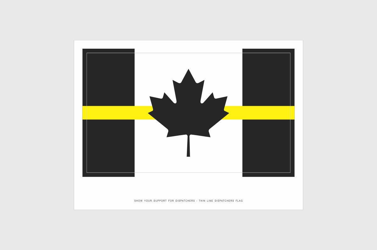 Canada Yellow Line Flag Sticker, Weatherproof Vinyl Canada Flag Sticker