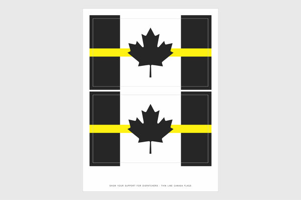 Canada Thin Yellow Line Flag Stickers 911 Dispatcher