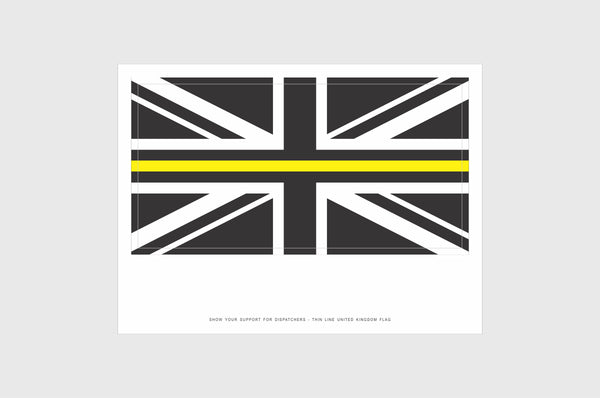 UK Yellow Line Flag Sticker, Weatherproof Vinyl Flag Stickers