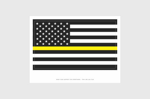 USA Yellow Line Flag Stickers, Weatherproof USA Flag Stickers