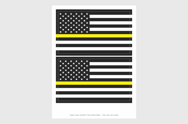 USA Yellow Line Flag Stickers, Weatherproof USA Flag Stickers
