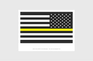 United States, USA Thin Yellow Line Opposing Direction Flag Stickers