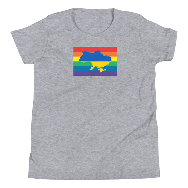 Ukraine LGBT Pride Flag Youth Short Sleeve T-Shirt