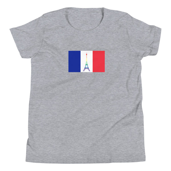 France LGBT Pride Flag Youth Short Sleeve T-Shirt