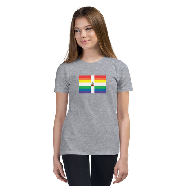 Dominican Republic LGBT Pride Flag Youth Short Sleeve T-Shirt