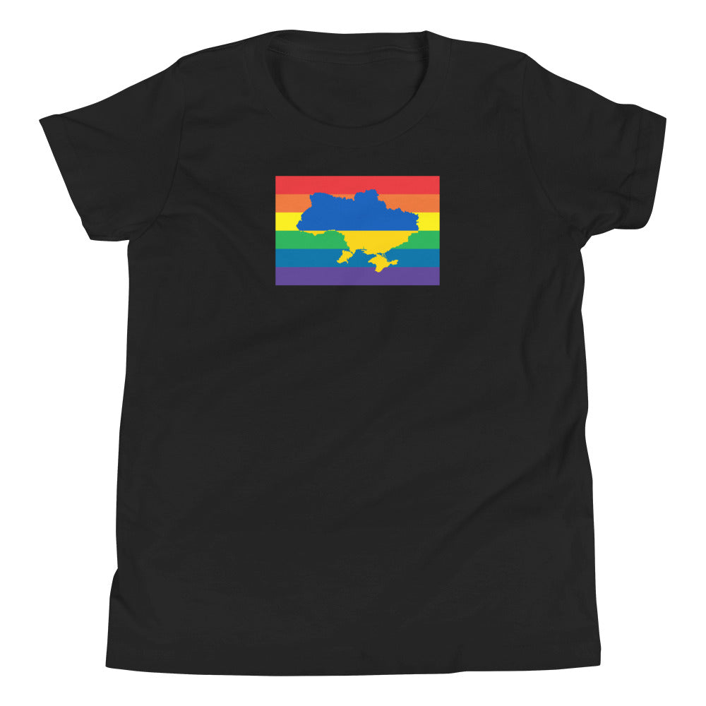 Ukraine LGBT Pride Flag Youth Short Sleeve T-Shirt