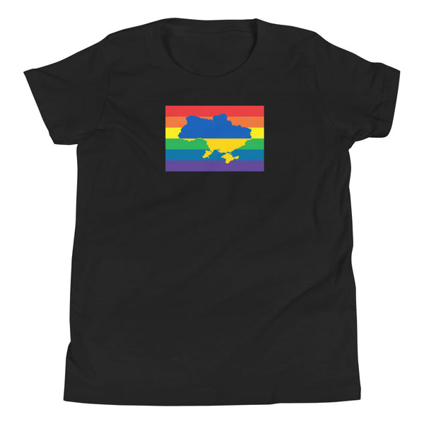 Ukraine LGBT Pride Flag Youth Short Sleeve T-Shirt