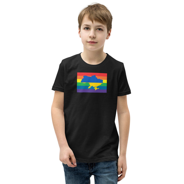 Ukraine LGBT Pride Flag Youth Short Sleeve T-Shirt