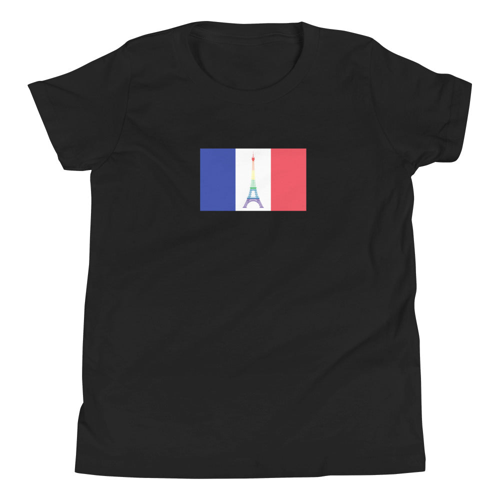 France LGBT Pride Flag Youth Short Sleeve T-Shirt
