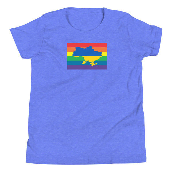 Ukraine LGBT Pride Flag Youth Short Sleeve T-Shirt