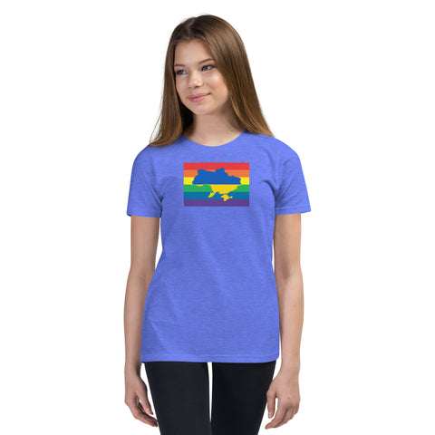 Ukraine LGBT Pride Flag Youth Short Sleeve T-Shirt