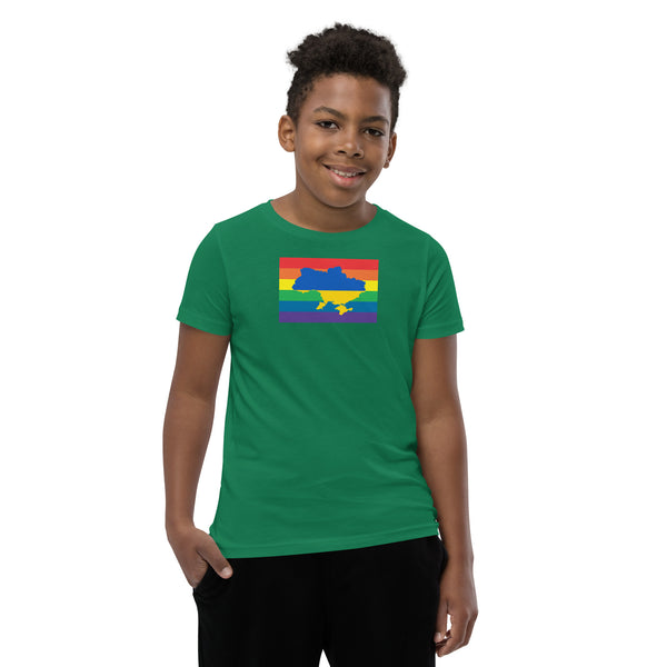 Ukraine LGBT Pride Flag Youth Short Sleeve T-Shirt